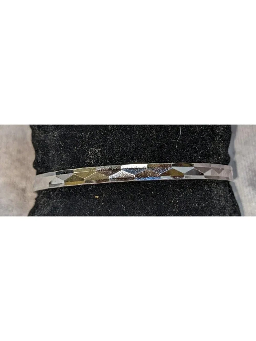 Mod Geometric Vintage Monet Silver Tone Faceted Cuff Bracelet